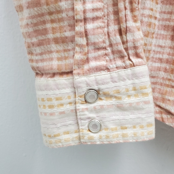 WRANGLER Pearl Snap Down Ombre Print w/ Panel Shoulders EUC Size XL - Picture 10 of 13